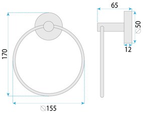 Rea Modern, prsteňový vešiak na uteráky, 6610, zlatá matná, REA-98012