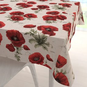 Biante Bavlnený štvorcový obrus Sandra SA-586 Vlčie maky na krémovom 140x140 cm