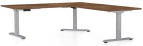 Výškovo nastaviteľný stôl OfficeTech Angle, 180 x 200 cm, sivá podnož, dub silverjack