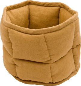 Ľanový prešívaný košík karamelový o 20 cm