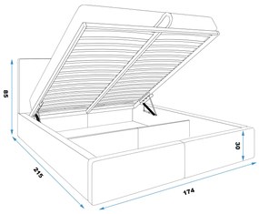 Čalúnená posteľ (výklopná) HILTON 160x200cm BIELA