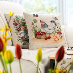 GOBELÍNOVÁ DEKORAČNÁ OBLIEČKA NA VANKÚŠ FOWL1 45X45 CM VZOROVANÁ