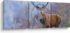 Obraz - Jeleň v krajine (s hodinami) (90x30 cm)