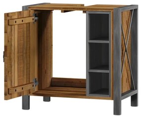 furniture-nabytek.cz - Masívna kúpeľňová zostava Detroit II z recyklovanej borovice a kovu, hnedá, lakovaná