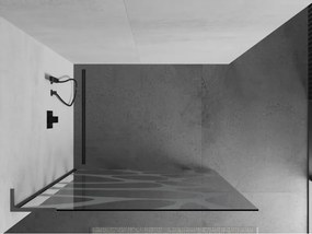Mexen Kioto L, sprchová zástena Walk-In 100 x 200 cm, 8mm číre sklo biely vzor, grafitový profil, 800-100-103-95-97