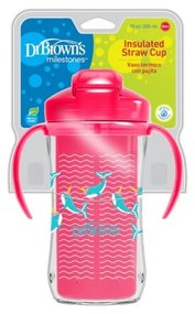 Termohrnček so slamkou, 300 ml, ružový