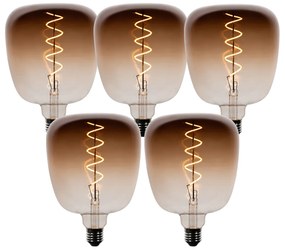 Sada 5 stmievateľných LED žiaroviek E27 G140 hnedá 4,9W 110 lm 1800K