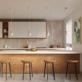 Sollux SL.0964 - Luster na lanku QUBIC 1xE27/60W/230V betón/drevo šedá