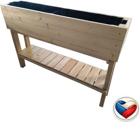 Vyvýšený záhon na nožičkách 124×26×87 cm s policou