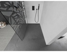 Mexen Kioto, sprchová zástena Walk-In 90 x 200 cm, 8mm číre sklo biely vzor, grafitový profil, 800-090-101-95-85