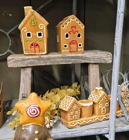 Keramický svietnik perníkovej chalúpky Gingerbread Cott - 21*4*8 cm