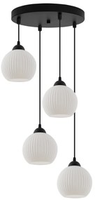 Závesné svietidlo Riffle Round, 4x biele sklenené tienidlo, b, o