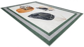 ANDRE Abstraktný, prateľný, protišmykový koberec - bielo/zelený