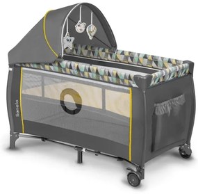 Lionelo - Cestovná postieľka SVEN PLUS šedá/žltá