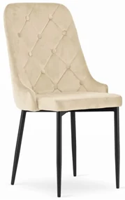 Set dvoch jedálenských stoličiek CAPRI zamatové béžové / čierne nohy (2 ks)