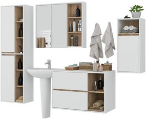 Kúpeľňová zostava VAMI biela / dub sonoma