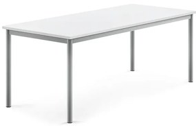 Stôl BORÅS, 1600x700x600 mm, laminát - biela, strieborná