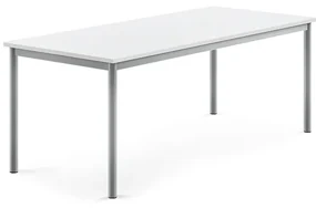 Stôl BORÅS, 1600x700x600 mm, laminát - biela, strieborná