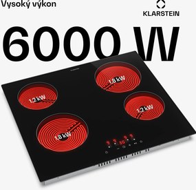Klarstein Hito sklokeramická varná doska | 4 varné zóny | 6000 W | 9 výkonových stupňov | 60 cm