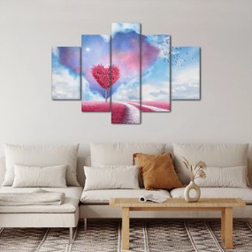 Obraz - Ružový strom srdca (150x105 cm)