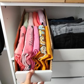 KARTON PAK Úložné boxy na oblečenie, organizéry do skrine BIELY KARTÓN 15x49 cm