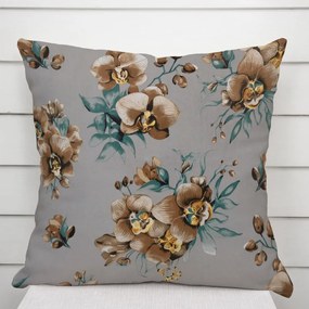 Biante Bavlnená obliečka na vankúš Sandra SA-622 Hnedé orchidey na sivom 40 x 60 cm