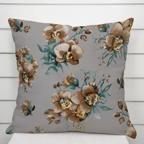 Biante Bavlnená obliečka na vankúš Sandra SA-622 Hnedé orchidey na sivom 45 x 45 cm