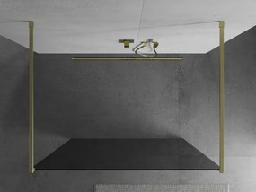 Mexen Kioto, sprchová zástena Walk-In 100 x 200 cm, 8mm šedé sklo, zlatý matný profil, 800-100-002-55-40