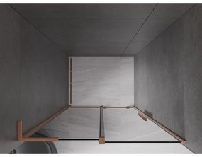 Mexen Velar L, posuvné sprchové dvere do otvoru 120 cm, 8mm šedé sklo, medená matná, 871-120-003-41-65