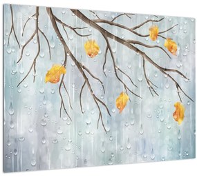 Sklenený obraz - Daždivý jeseň (70x50 cm)