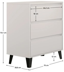 Komoda BOGAN 3S70, krémová