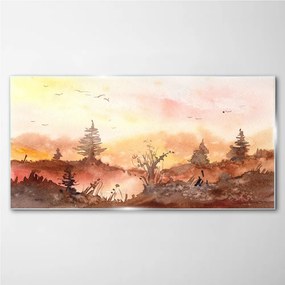 Obraz na skle Akvarel lesa