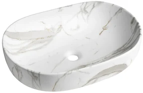 Sapho Sapho, CALEO keramické umývadlo na dosku 60x42cm, bianco carrara, CA590BC