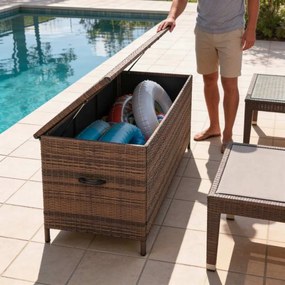 Elegantný záhradný úložný box z technoratanu - hnedý XL