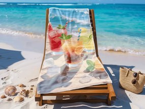 Rýchloschnúca XL plážová osuška COLD DRINKS farebná 100 x 180 cm, 100% mikrovlákno