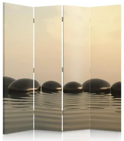 Gario Paraván Sivá kompozícia zenových kameňov Rozmery: 145 x 170 cm, Prevedenie: Otočný paraván 360°