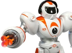 LEAN Toys Diaľkovo ovládaný robot R/C strieľajúci guľôčky, oranžový