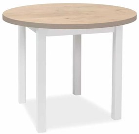 Jedálenský stôl Adam - priemer 80 cm, dub lancelot / biela