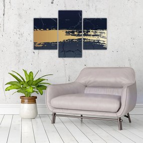 Obraz - Modrá a zlatá abstrakcia N⁰2 (90x60 cm)