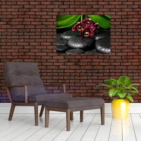 Sklenený obraz - Lávové kamene (70x50 cm)