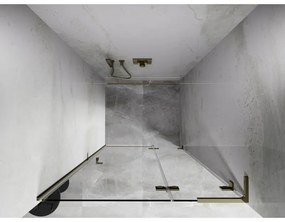 Mexen, Mexen Lunar L Otočné pravé sprchové dvere 125 cm, transparentné, zlaté - 834L-125-000-50-00-P
