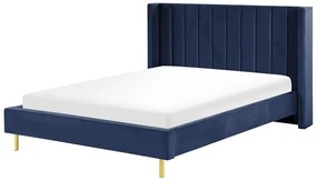 Zamatová posteľ 160 x 200 cm modrá VILLETTE Beliani