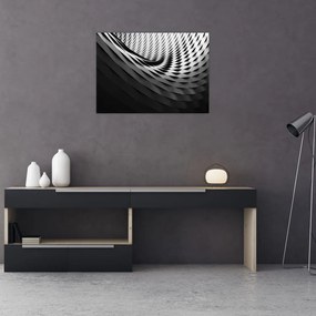 Abstraktný obraz - čiernobiela špirála (70x50 cm)