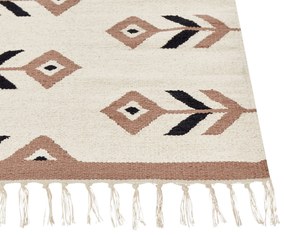 Bavlnený kelímový koberec 160 x 230 cm béžová a čierna NIAVAN Beliani