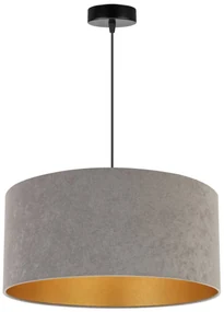 Závesné svietidlo Mediolan, 1x šedé/zlaté textilné tienidlo, (fi 44cm)
