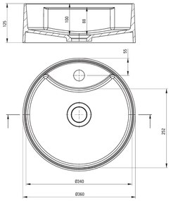 Deante Silia, umývadlo na dosku s otvorom na batériu 360x360x125mm, biela matná, DEA-CQS_AU4B