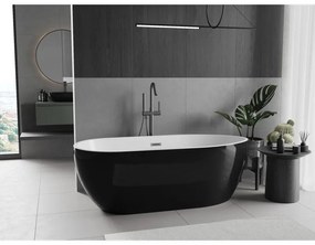 Mexen Eos, voľne stojaca vaňa 170 x 75 cm, biela-čierna, grafitový prepad, 52471707575-66
