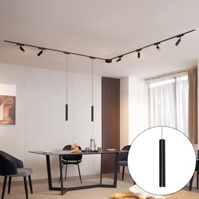 Koľajnicový systém svietidiel so 6 reflektormi a 2 závesnými svietidlami, čierny, 1-fázový - Magnetic Samson Cassie