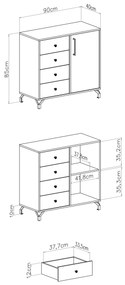 Biela komoda Anders 90 cm so zásuvkami - Koniec série