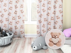 Biante Detský bavlnený záves Sandra SA-721 Medvedíky so srdiečkami na púdrovo ružovom 150x150 cm